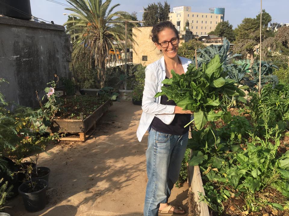 Morgan on her rooftop garden in Ramallah.