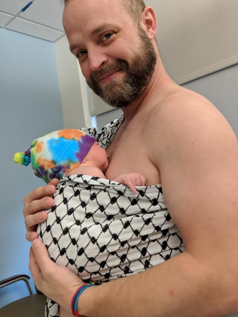 Kevin inspired a new product and we <3 it: Mexican Rebozo to a Keffiyeh Baby Wrap!