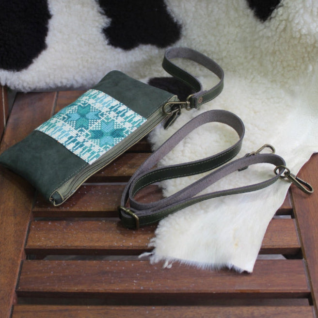 Leather with Hand Crafted Palestinian Tatreez | 3 in 1 Travel Fanny Pack - Clutch