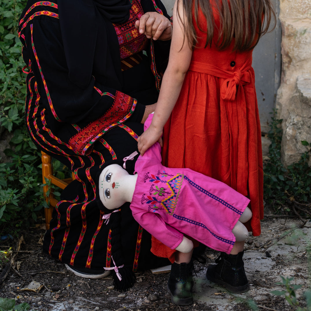 Handmade Palestinian Doll with Tatreez Thob and Hand Painted Face