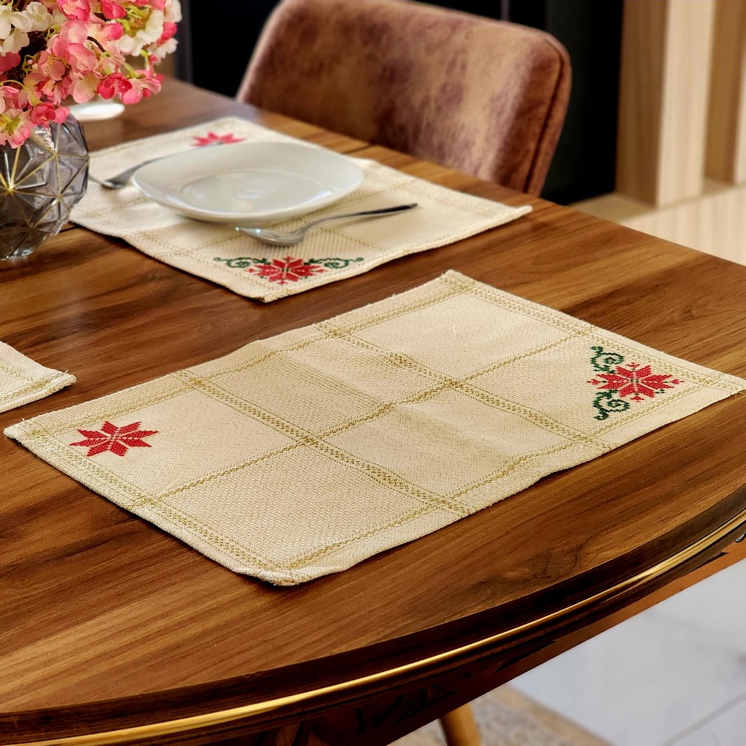 Set of 4 Christmas Place Mats | Unique Christmas Decor from Palestine