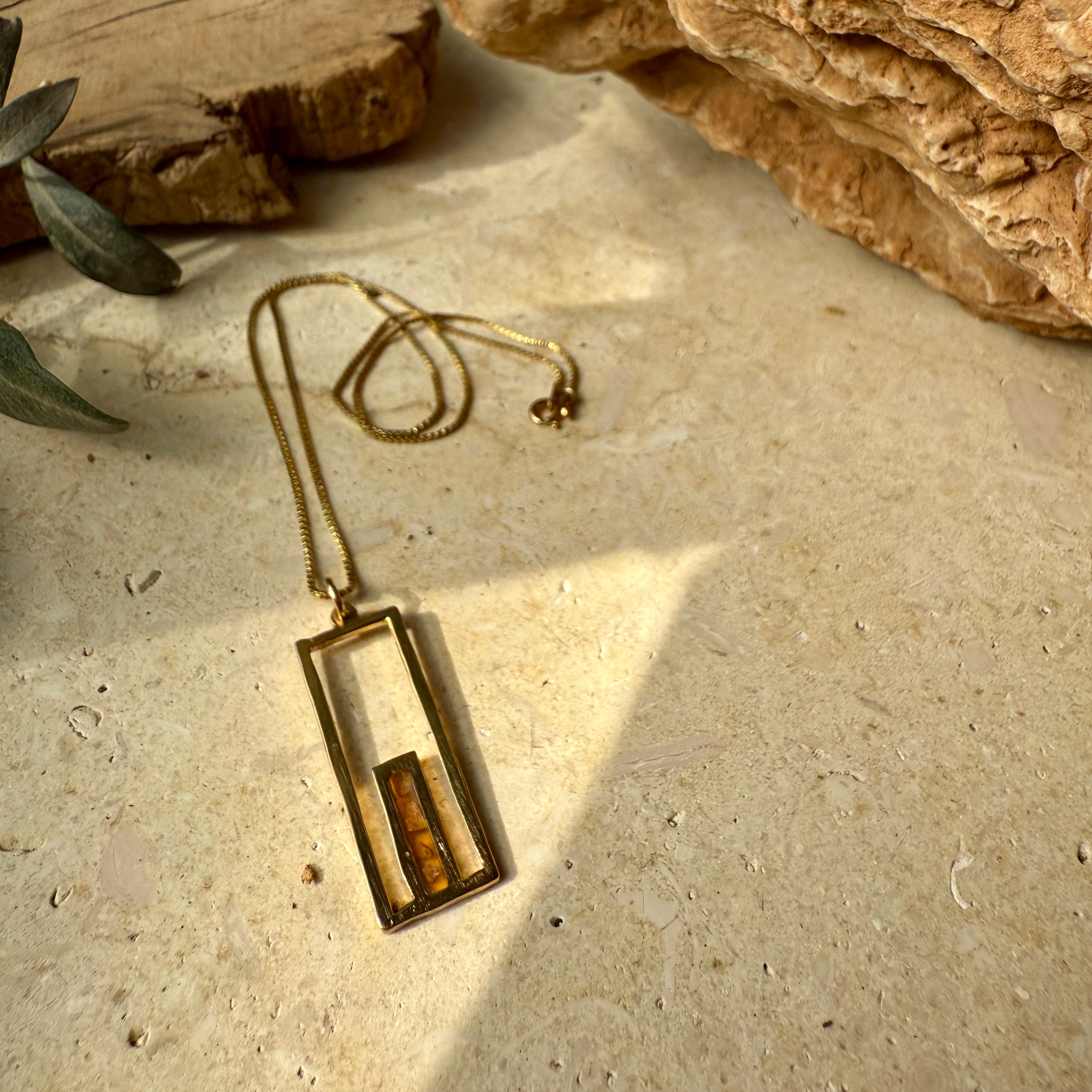 Gate to Old City Jerusalem Necklace | 21k Gold Plated | Stones from Palestinian Cities