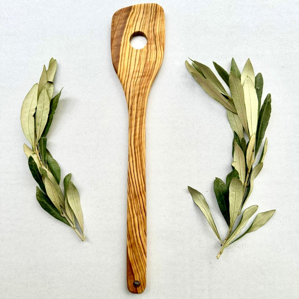Palestinian Olive Wood Kitchen Spatula | Hand Carved Utensil from Bethlehem