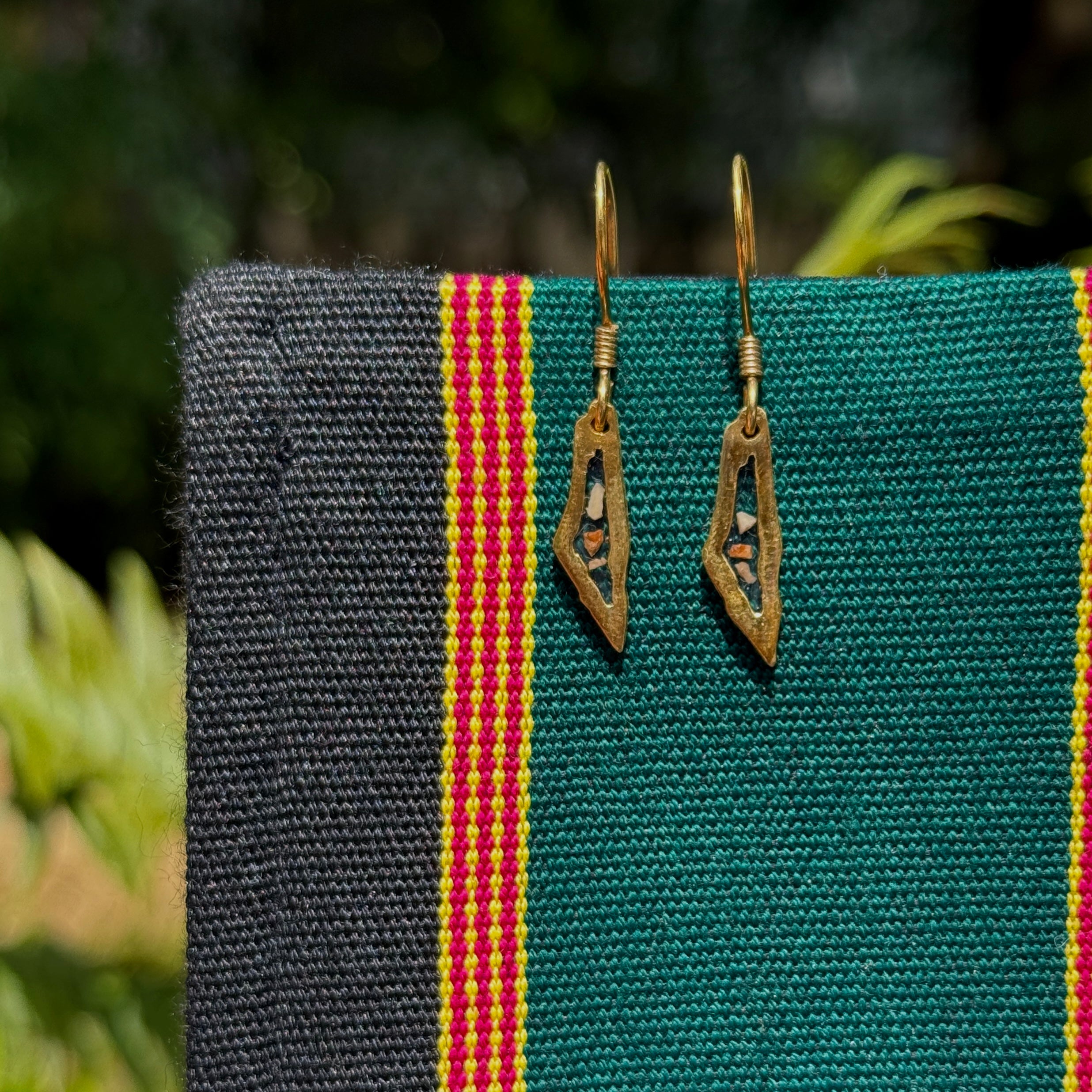 Gold Palestine Map Earrings | 21k Gold Plated | Stones from Palestinian Cities