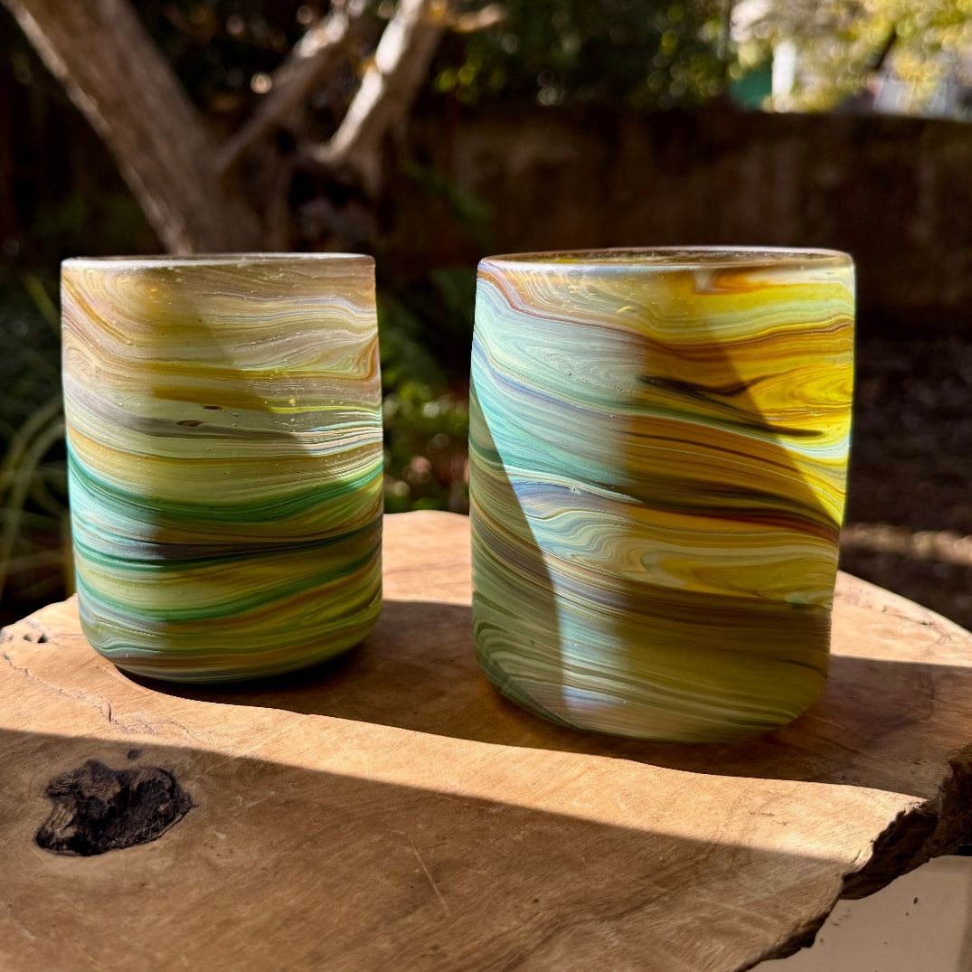 Handmade Glass Lowball Tumblers | Hand Blown Glass From Hebron, Palestine - Handmade Palestine | Fairly Traded & Handcrafted Gifts