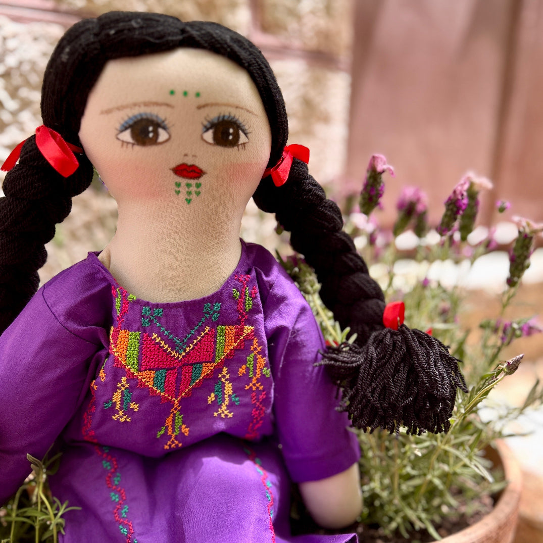 Handmade Palestinian Doll with Tatreez Thob and Hand Painted Face