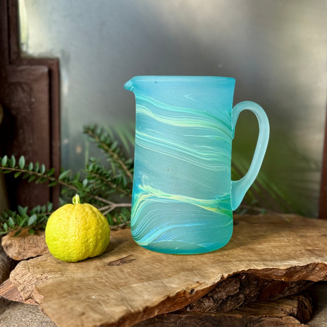 Phoenician Hand Blown Glass Drink Pitcher | Traditional Glass Palestine
