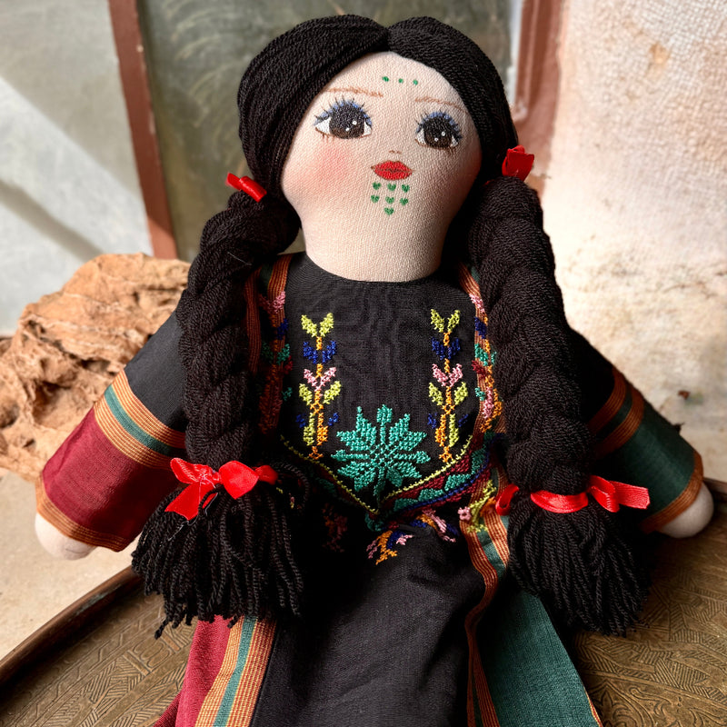 Handmade Palestinian Doll with Tatreez Thob and Hand Painted Face
