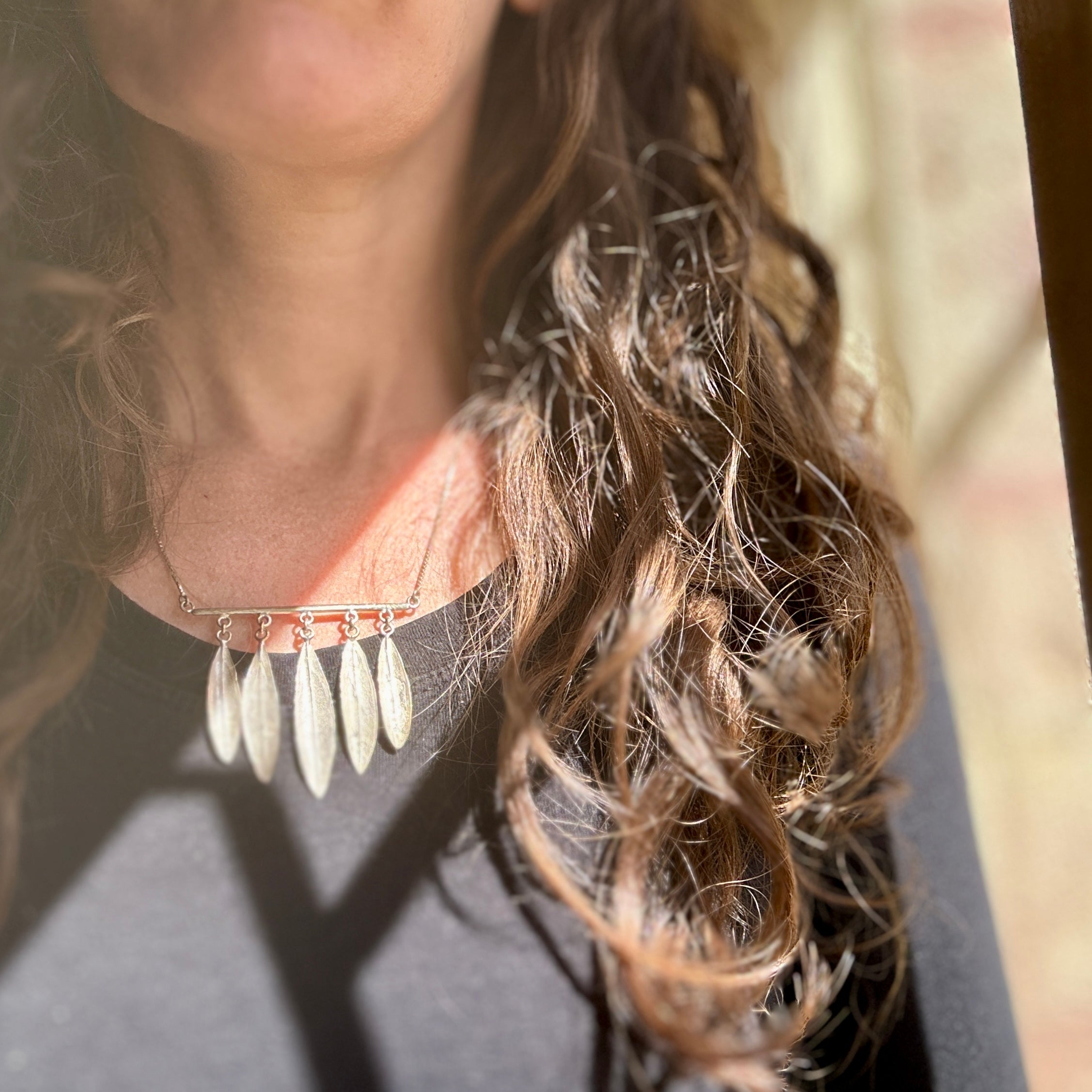Handcrafted Sterling Silver Olive Leaf Necklace from Palestine