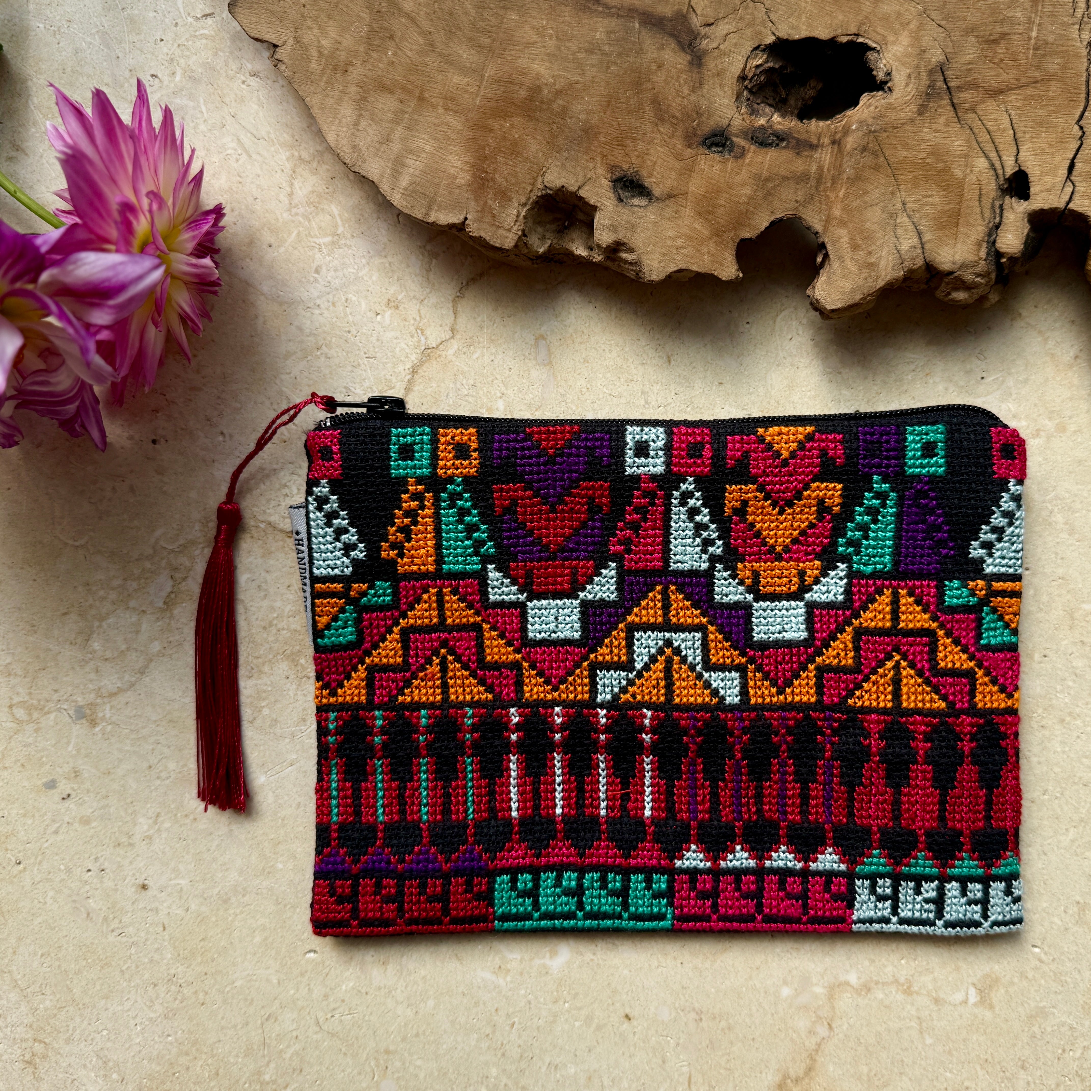 Palestinian Embroidered Accessory or Make Up Pouch | Handcrafted Tatreez Gift from Palestine