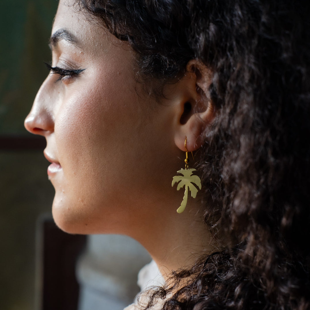 Date Palm Brass Earrings | Handmade Jewelry from Palestine