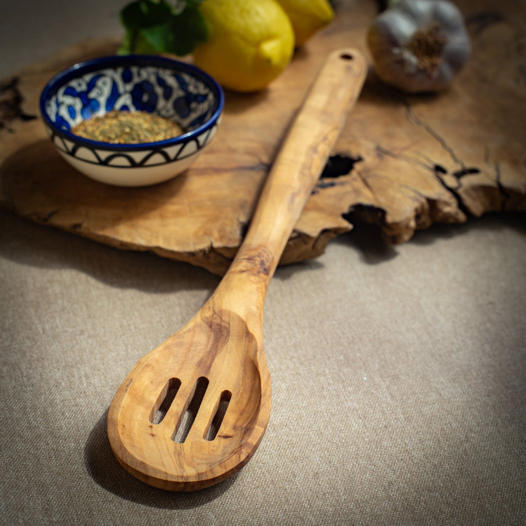 Slotted Spoon in Olive Wood | Hand Crafted from Bethlehem