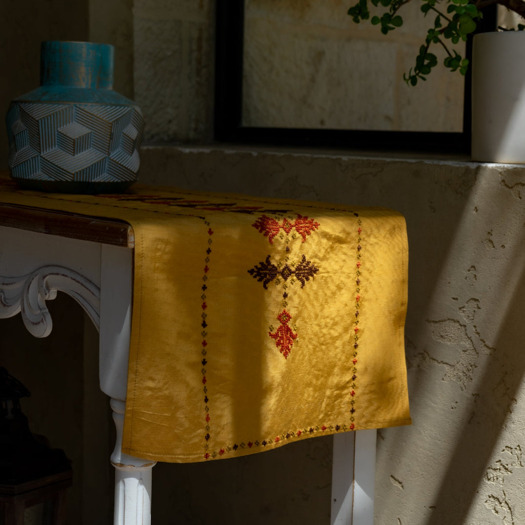 Antique Style Palestinian Table Runner with Hand Embroidery from Women in Palestine