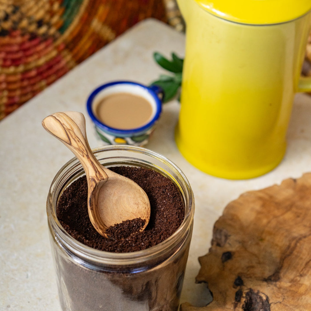 Olive Wood Coffee Scoop | Handcrafted Wooden Spoon for Coffee Grounds