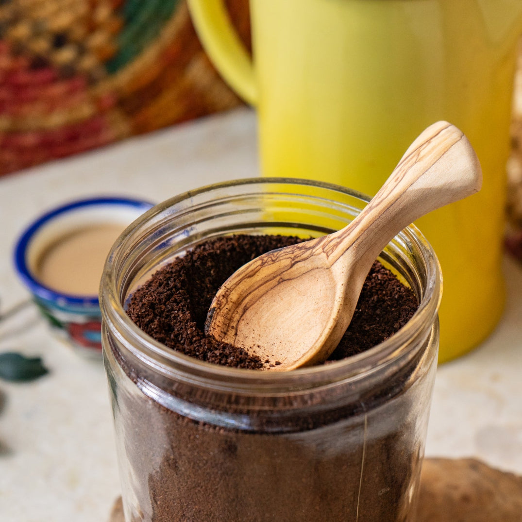 Olive Wood Coffee Scoop | Handcrafted Wooden Spoon for Coffee Grounds