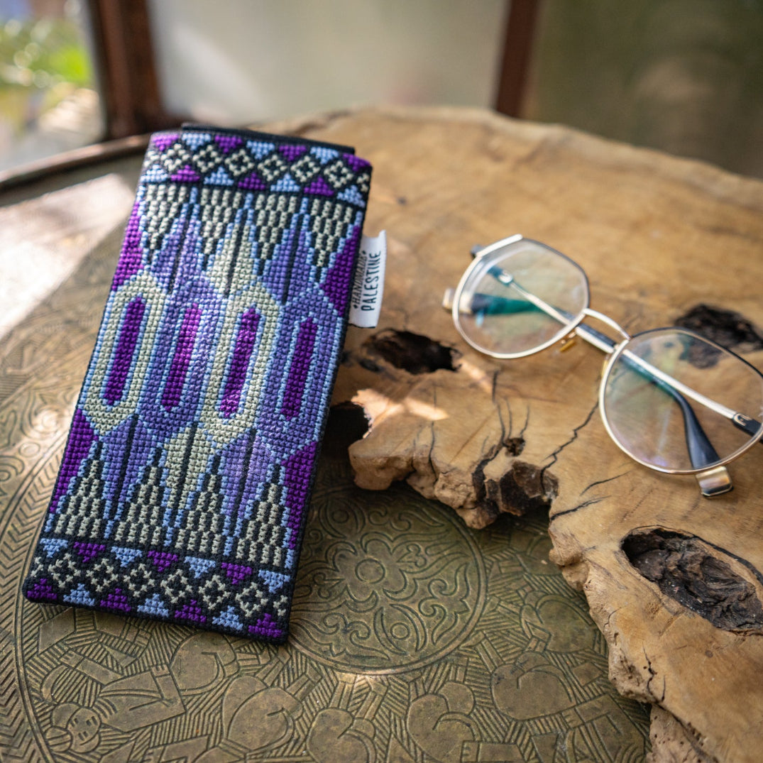Handmade Palestinian Tatreez Eyeglass Pouch | Traditionally Crafted by Women in Palestine