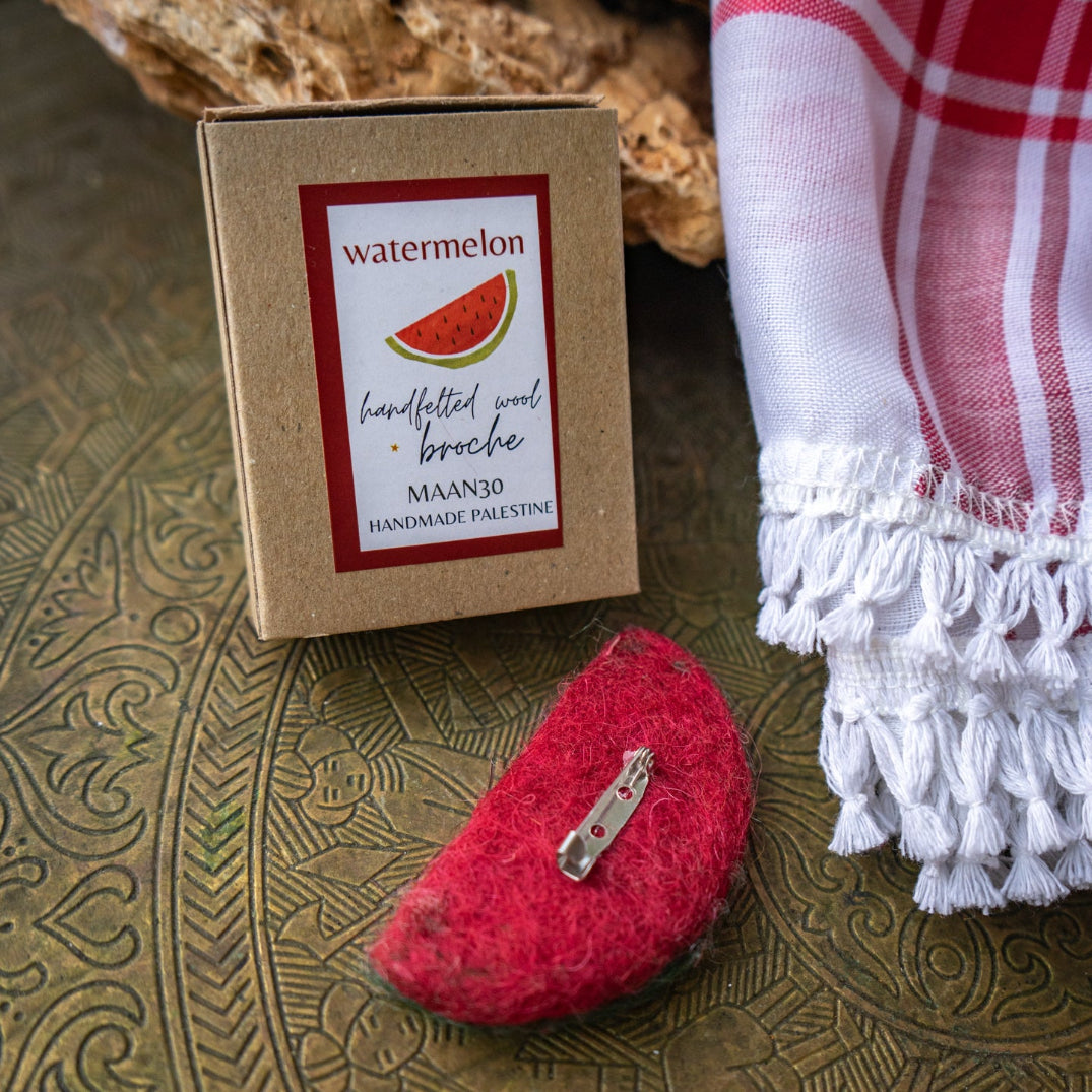 Handmade Watermelon Broach from Felted Wool in Bethlehem