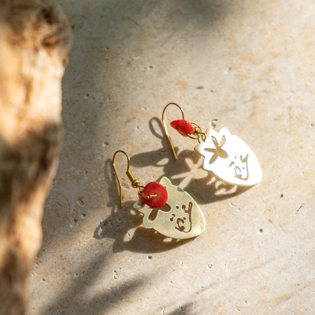 Gaza Strawberry Calligraphy Earrings | Handmade Jewelry from Palestine