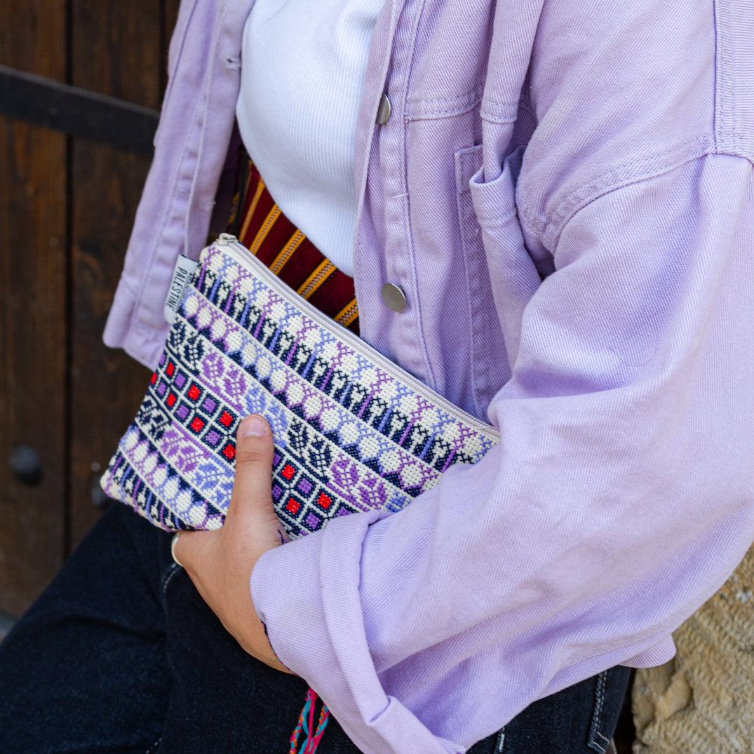 Traditional Tatreez on Large Pouch | Hand Made Palestinian Embroidery - Handmade Palestine | Fairly Traded & Handcrafted Gifts