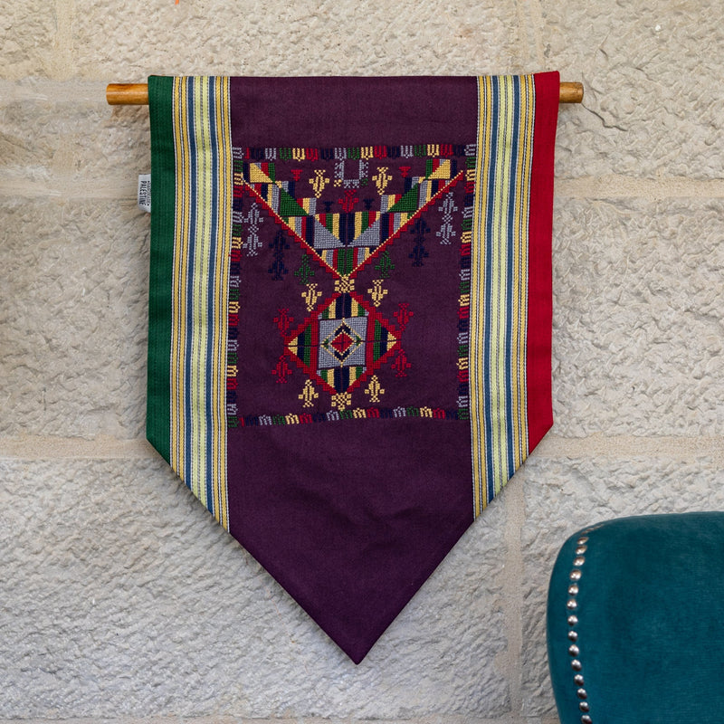 Gaza Tatreez Wall Decoration with Palestinian Embroidery on Majdalawi Fabric