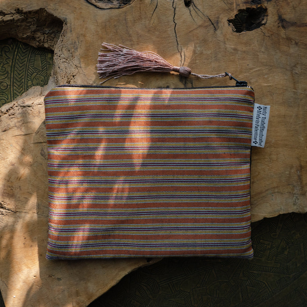 Traditional Gaza Stitch on Silk in Blacks and Greys| Palestinian Tatreez Pouch