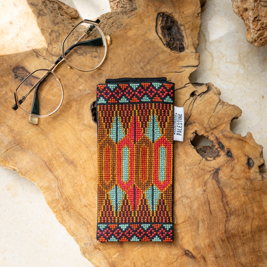 Handmade Palestinian Tatreez Eyeglass Pouch | Traditionally Crafted by Women in Palestine
