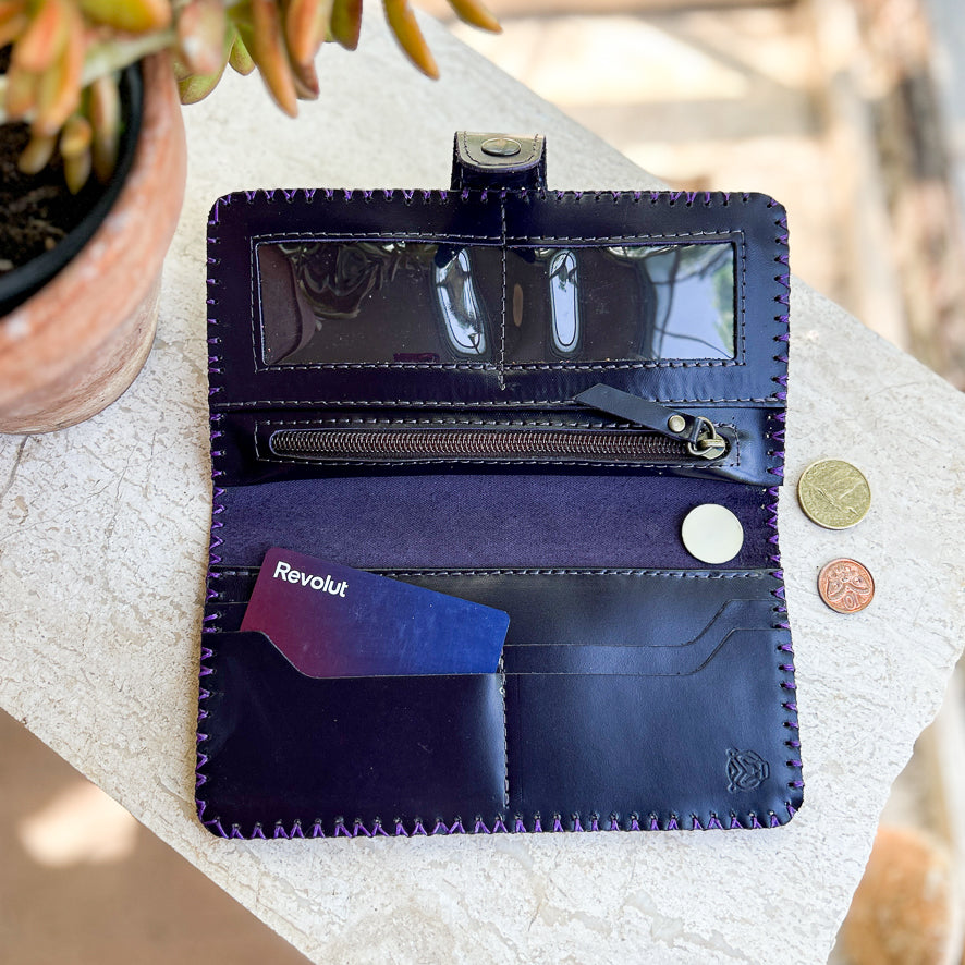 Hand Stitched Long Clutch Wallet from Hebron Leather | Handmade Gifts from Palestine