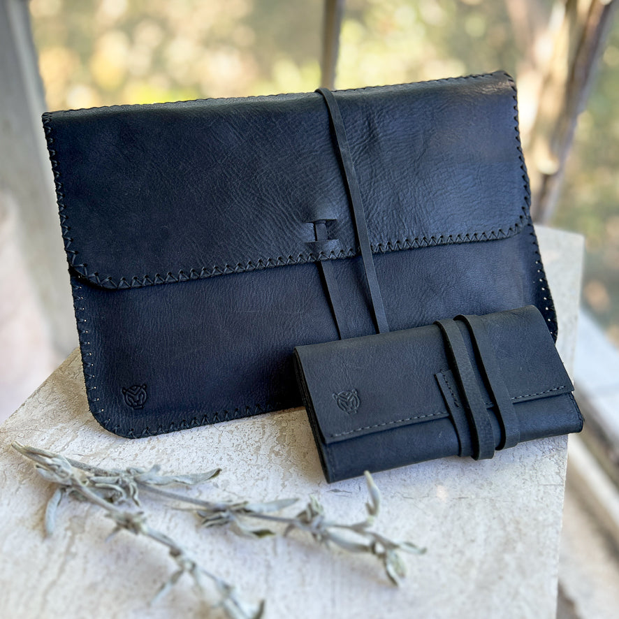 Hand Stitched Hebron Leather Ipad and Tech Pouch Set | Gifts from Palestine