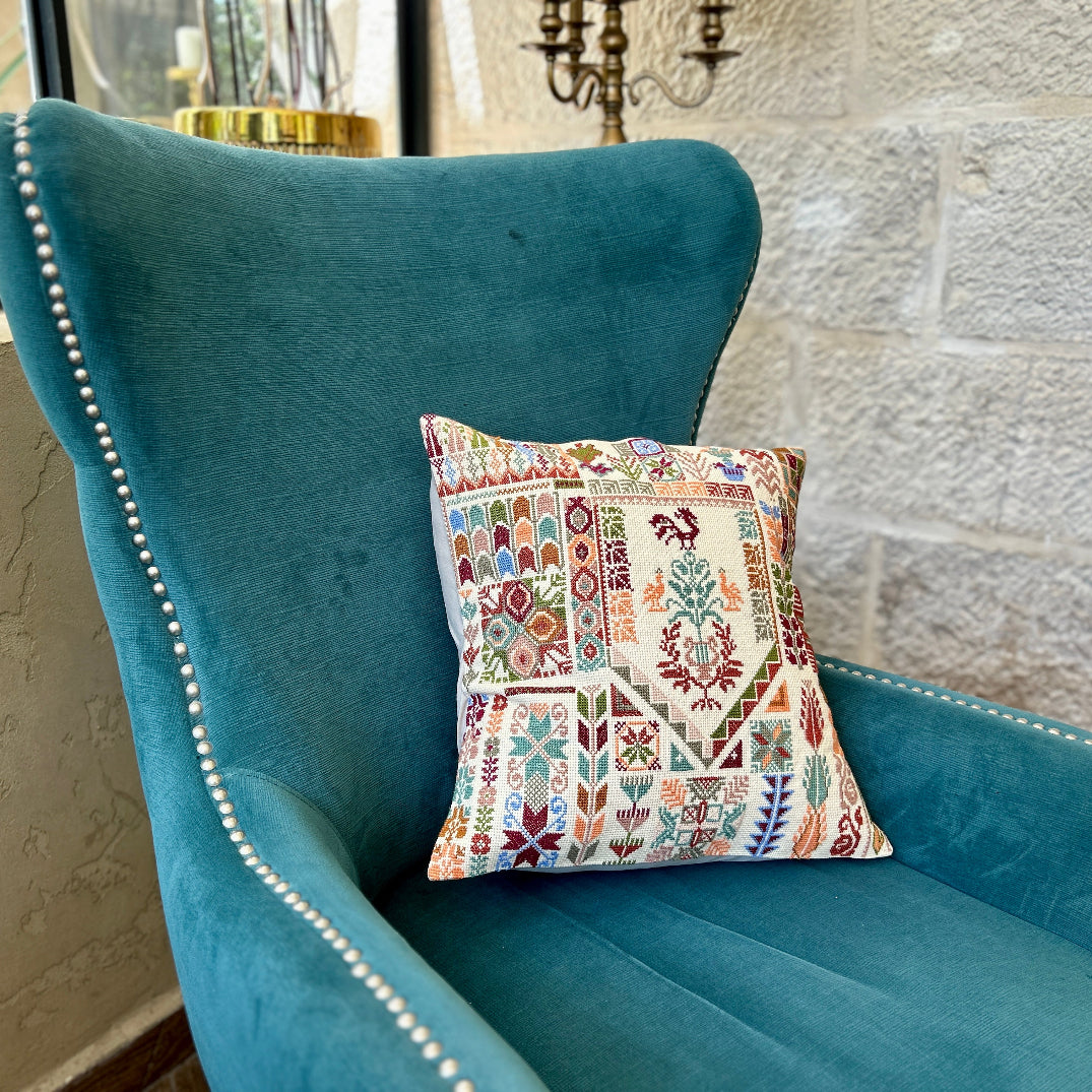 Sampler of Palestinian Tatreez Stitches from Different Cities | Cushion Cover from Palestine