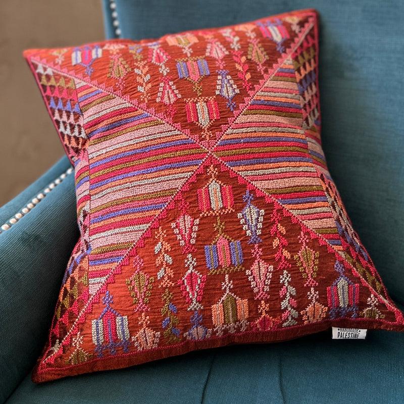 Antique Collection: Elegant Palestinian Copper Colored Cushion Cover