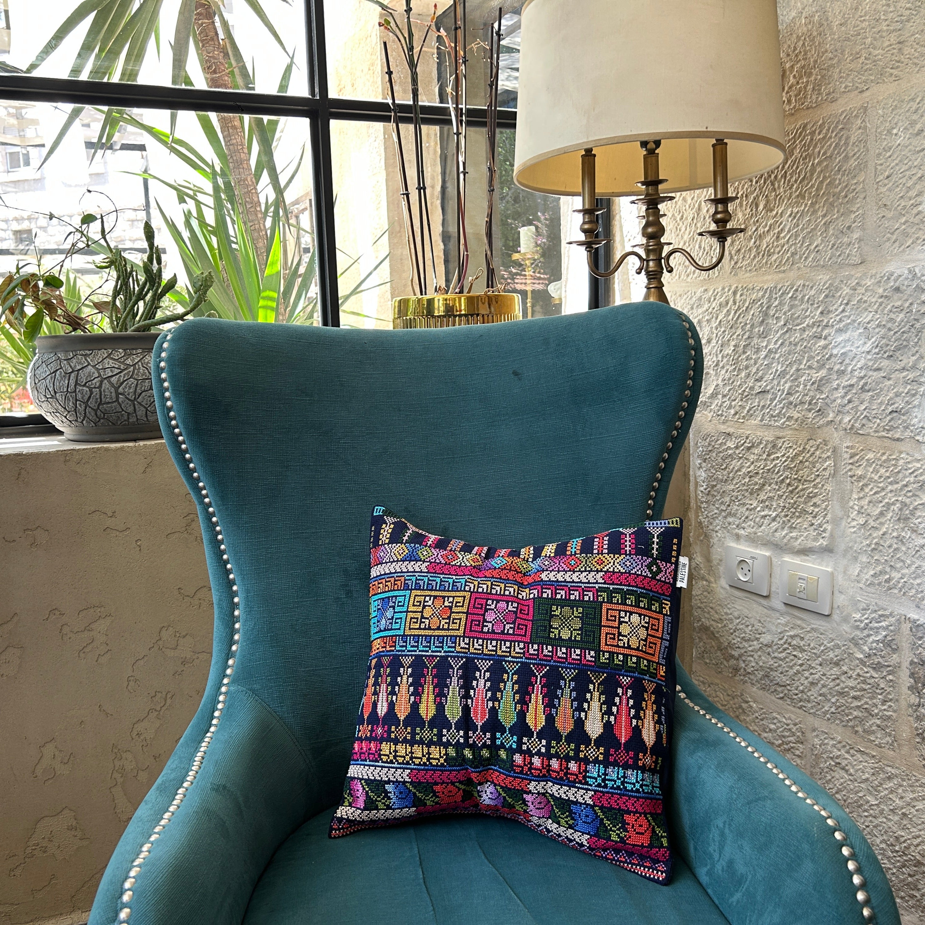 Cushion Cover Inspired by Fellaheen Thob Design | Tatreez from Palestine