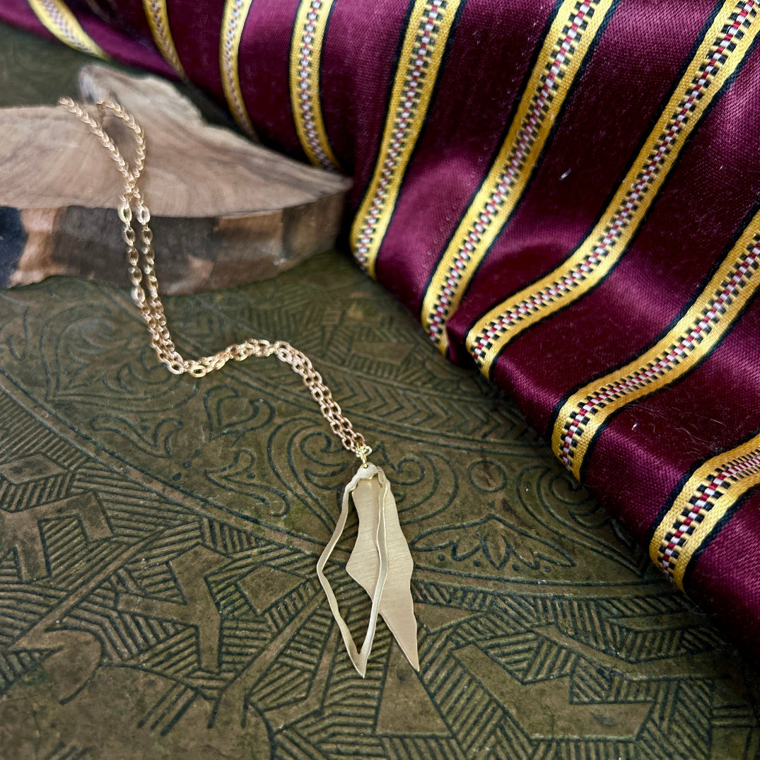 Palestine Double Map Pendant Necklace in Brass | Handmade Jewelry from Palestine