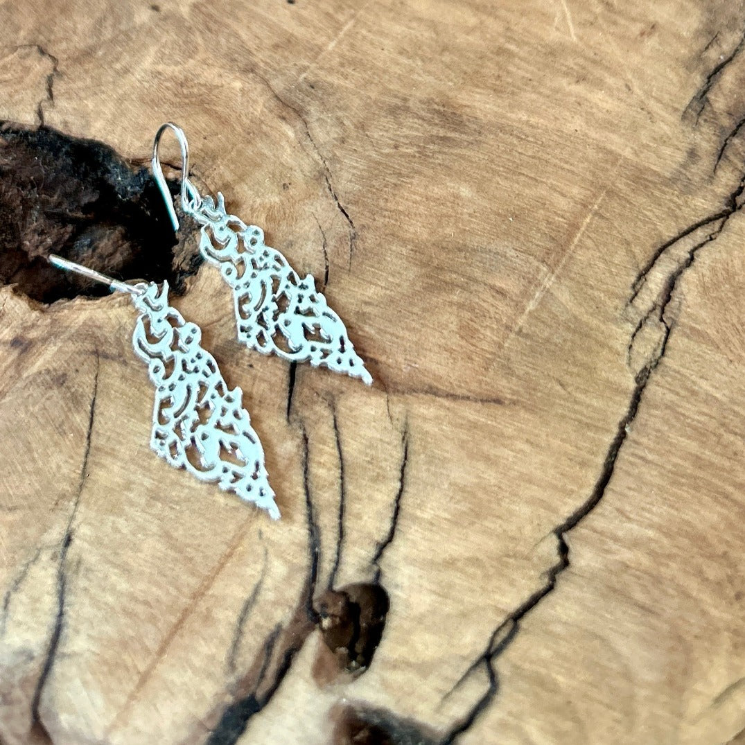 Map of Palestine Necklace and Earring Gift Set with Darwish Quote | Sterling Silver