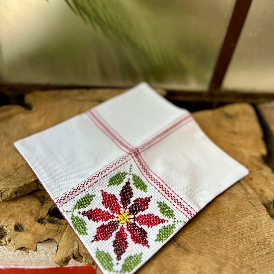 Unique Holiday Decor Hand Embroidered Palestinian Tatreez Cloth Napkins