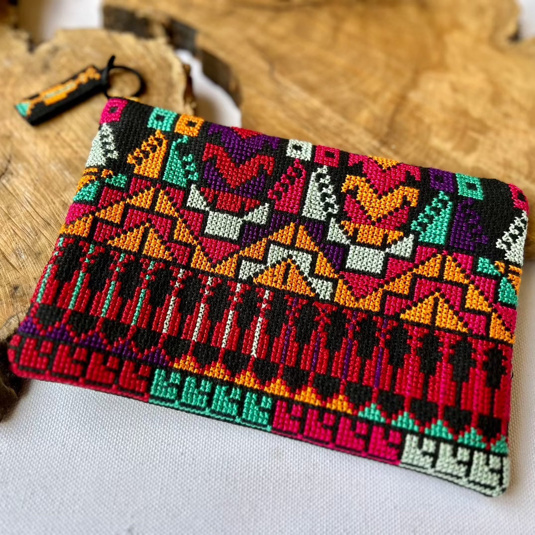 Palestinian Embroidered Accessory or Make Up Pouch | Handcrafted Tatreez Gift from Palestine