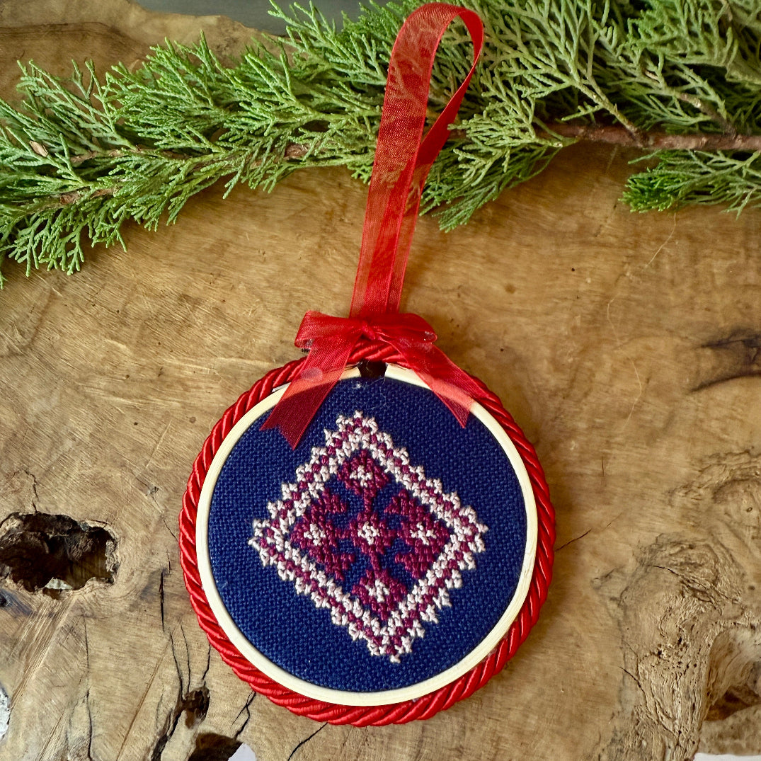 Surprise Palestinian Tatreez Ornaments | Hand Stitched Set of 3 or Single Christmas Ornament