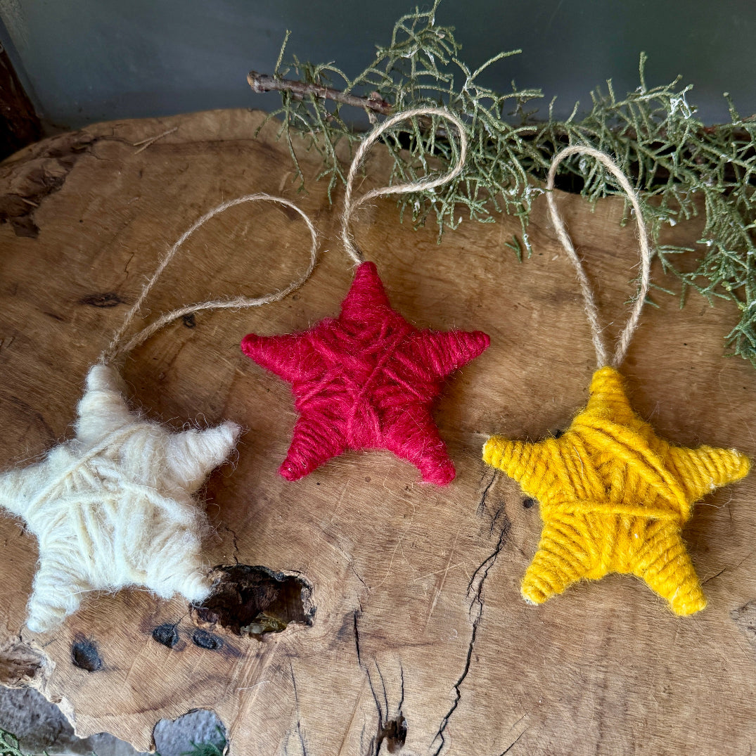 Hand Spun Wool Christmas Ornament from Bethlehem | Star Ornament