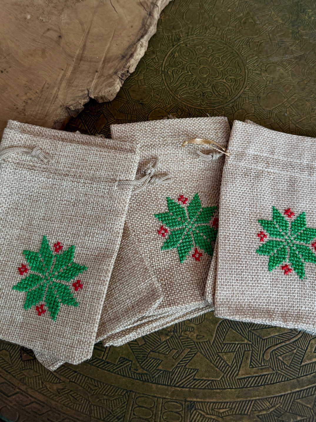 Bundle of 10 Embroidered Gift Pouches from Palestine