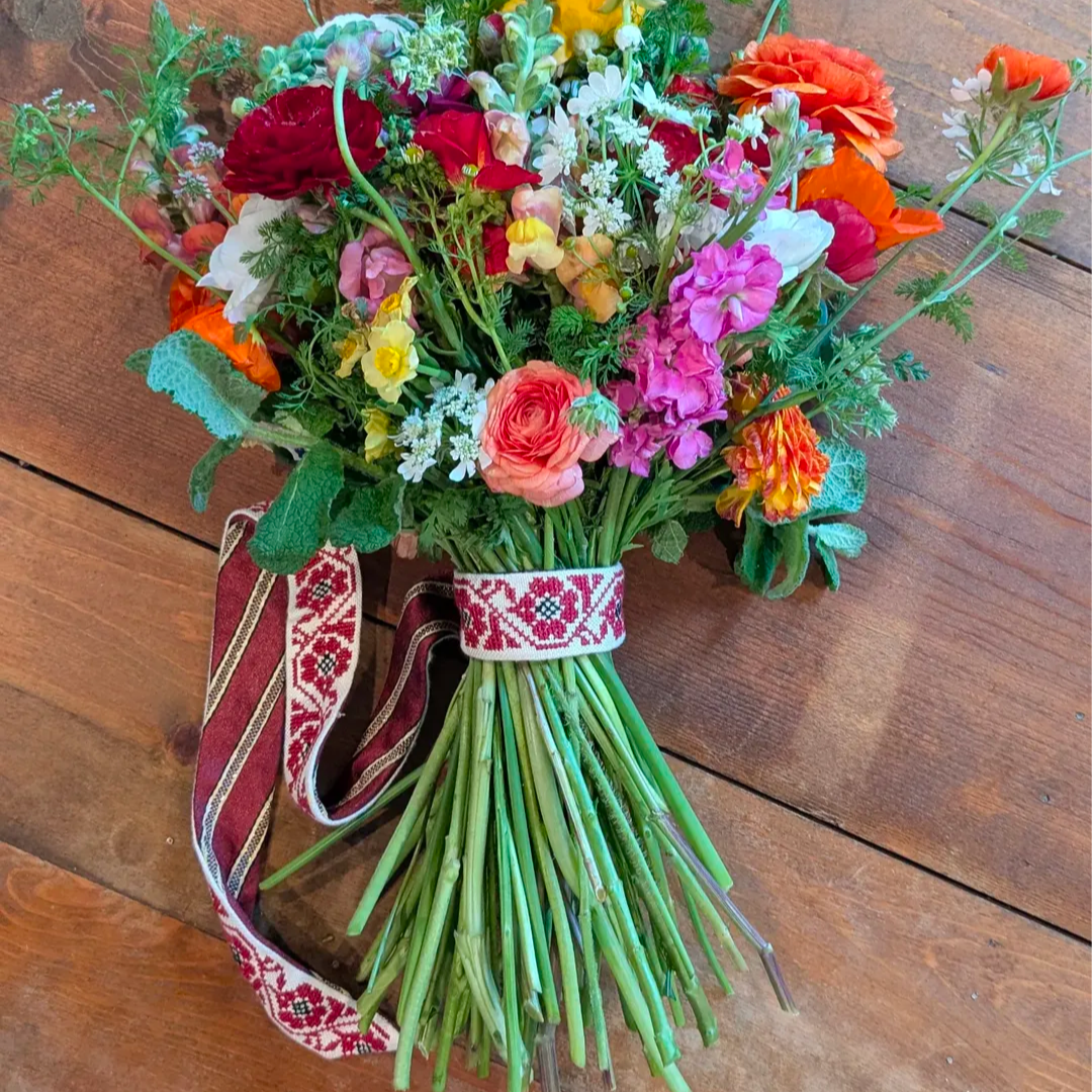 Traditional Tatreez and Saya Floral Bouquet Ribbons | Wedding and Henna Keepsake from Palestine