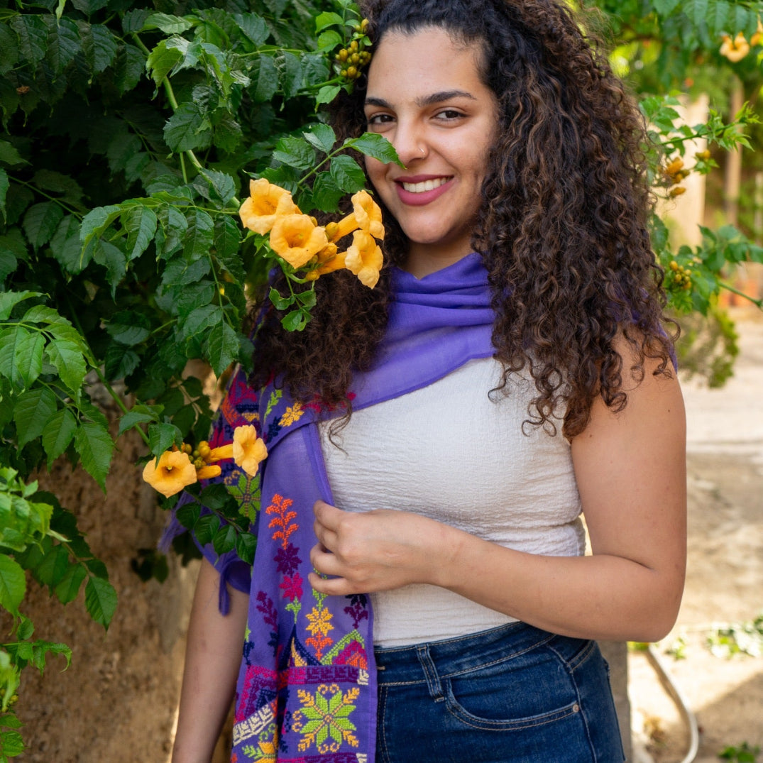 Traditional Palestinian Tatreez Scarf | Hand Embroidered in Palestine | Narrow in Summer Fest
