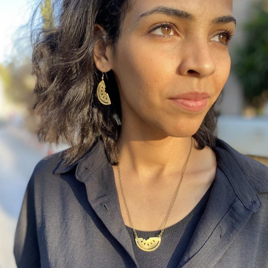 Brass Jewelry - Palestinian Watermelon Necklace & Earring Gift Set