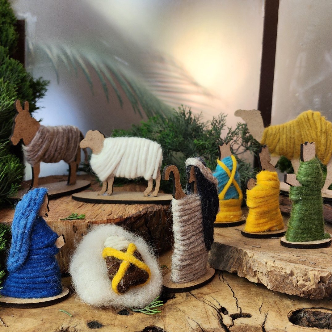 Hand felted nativity set