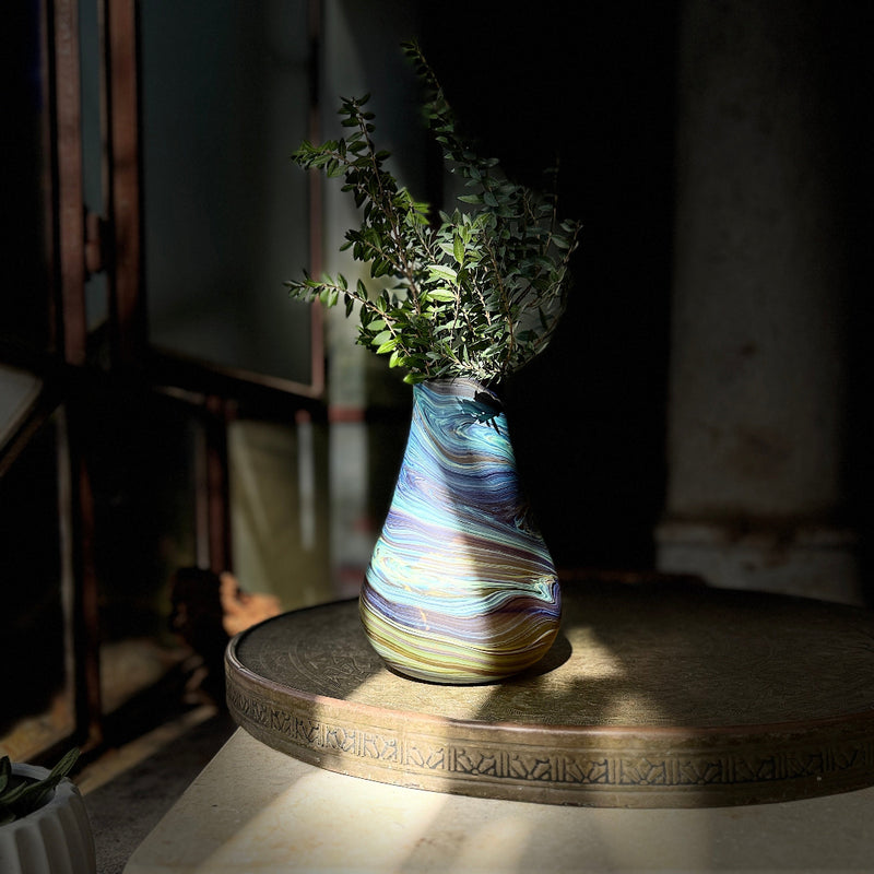 Phoenician Hand Blown Flower Vase | Traditional Glass Palestine