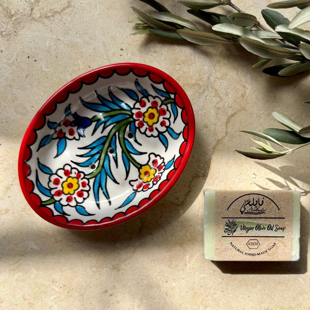 Hand Crafted Soap Dish from Hebron Ceramic| Handmade and Painted in Palestine