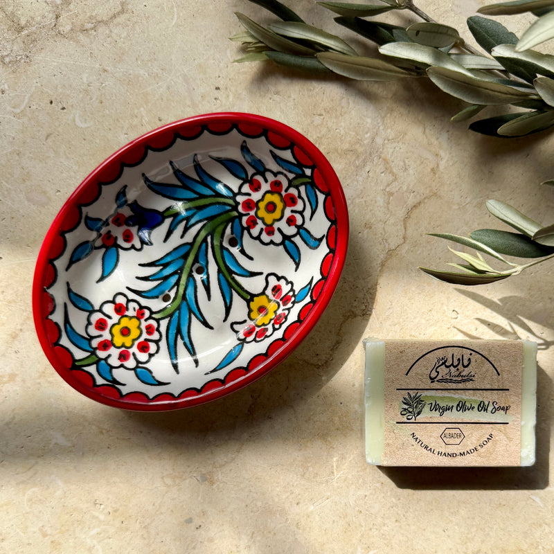 Hand Crafted Soap Dish from Hebron Ceramic| Handmade and Painted in Palestine