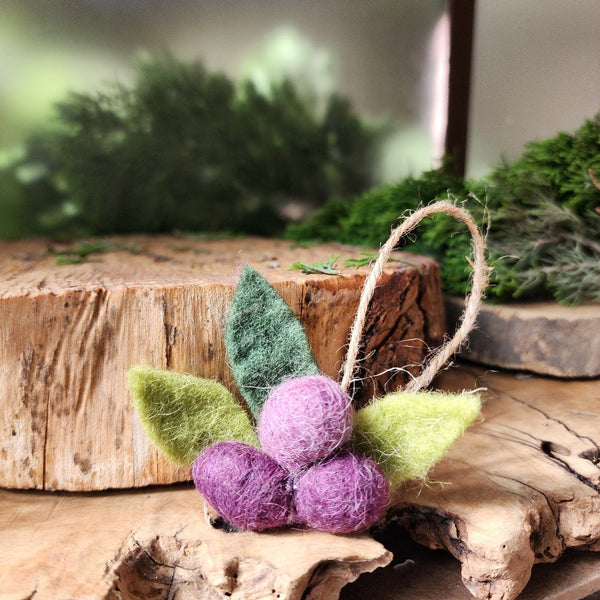 Hand Felted Wool Olives and Leaves | Handmade Christmas Tree Ornament Fairtrade Gifts from Palestine | Handmade Palestine 