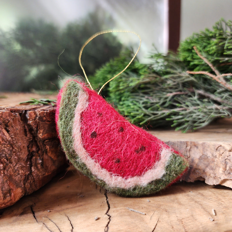 Hand Felted Wool Watermelon Christmas Tree Ornament from Bethlehem