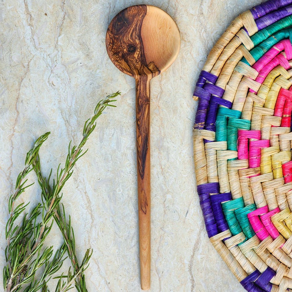 Long Wooden Spoon in Olive Wood | Handcrafted from Palestine