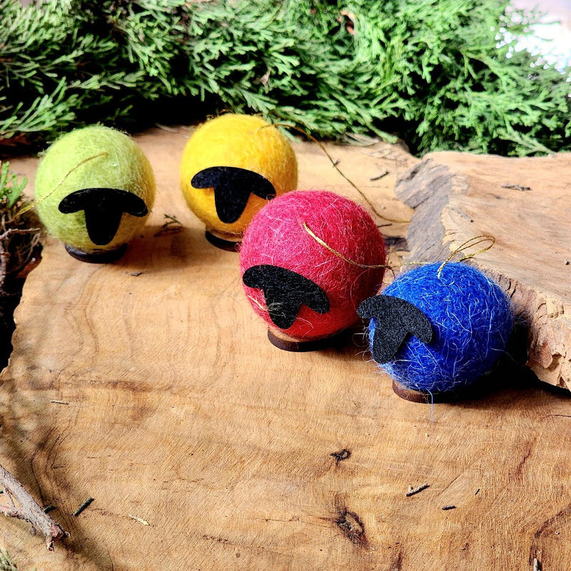 Palestinian Felted Wool Sheep Christmas Ornament | Set of 4 | Unique Tree Bobbles