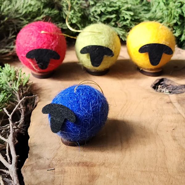 Palestinian Felted Wool Sheep Christmas Ornament | Set of 4 | Unique Tree Bobbles